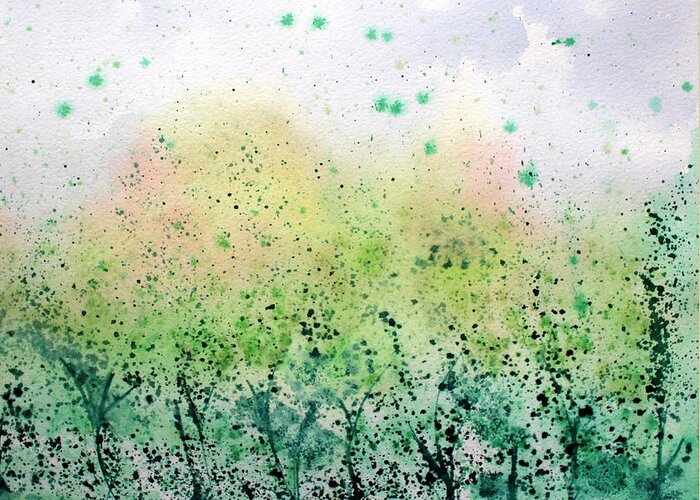 Trees Greeting Card featuring the painting Scattering Leaves Watercolor by Kimberly Walker