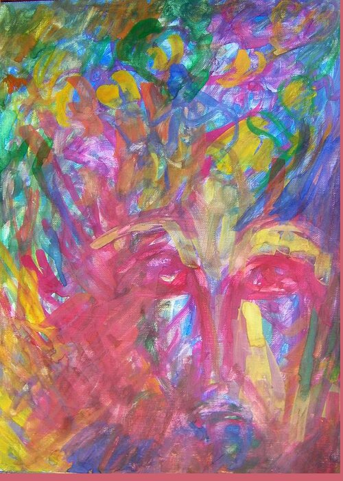 Abstract Greeting Card featuring the painting Schizophrenia by Judith Redman