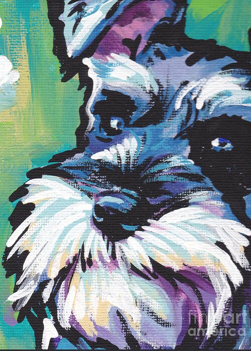 Schnauzer Greeting Card featuring the painting Schnauzer by Lea S
