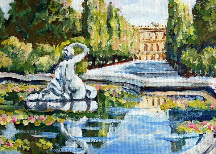 Palace Greeting Card featuring the painting Schoenbrunn Palace by Ingrid Dohm