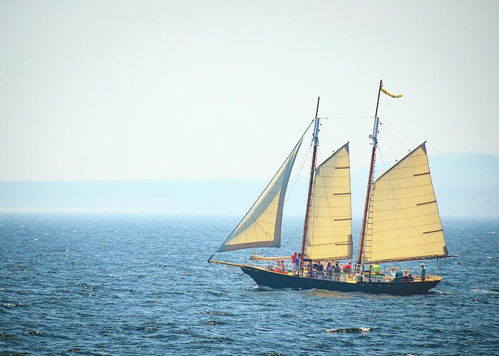 Atlantic Ocean Greeting Card featuring the photograph Schooner Sailing in Kennebunkport by Joni Eskridge