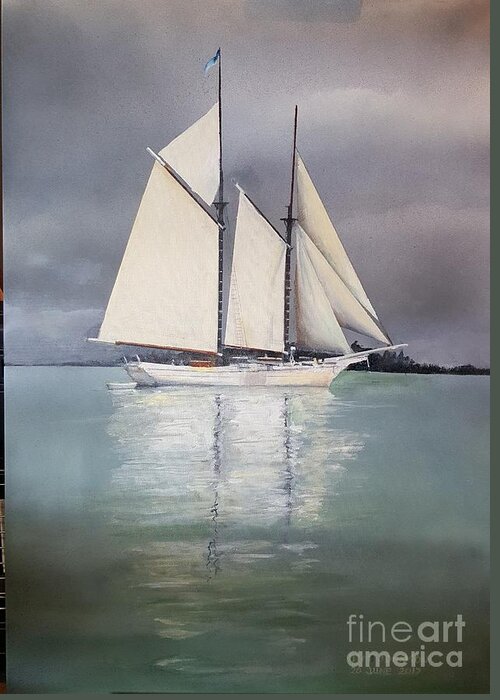Schooner Greeting Card featuring the painting Hope by Tim Johnson