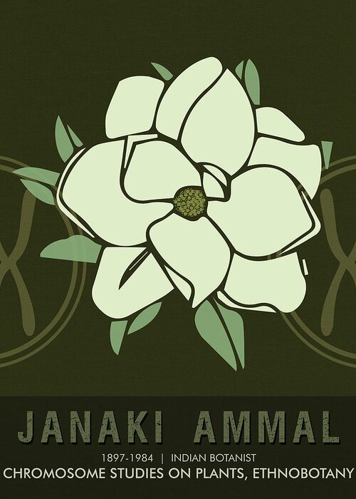 Janaki Ammal Greeting Card featuring the mixed media Science Posters - Janaki Ammal - Botanist by Studio Grafiikka