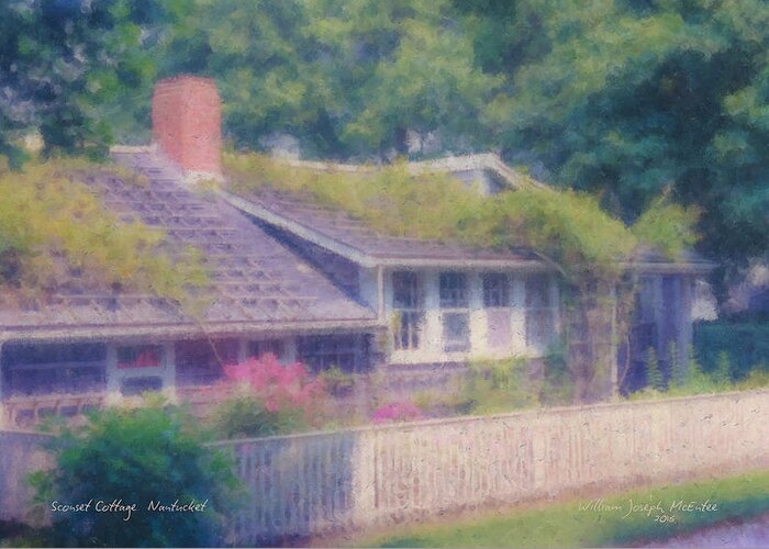 Sconset Greeting Card featuring the painting Sconset Cottage #3 by Bill McEntee