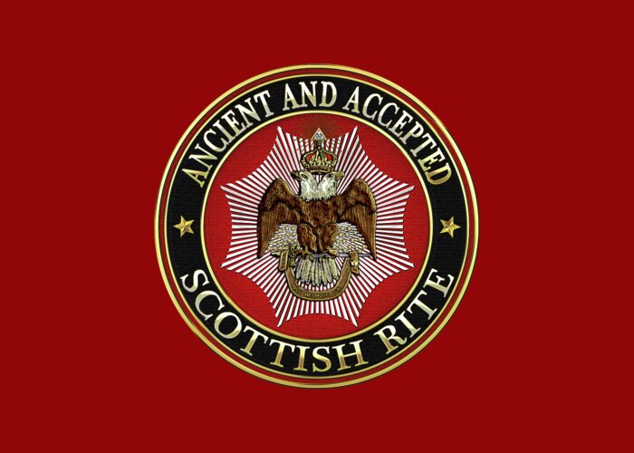 'scottish Rite' Collection By Serge Averbukh Greeting Card featuring the digital art Scottish Rite Double-headed Eagle on Red Leather by Serge Averbukh