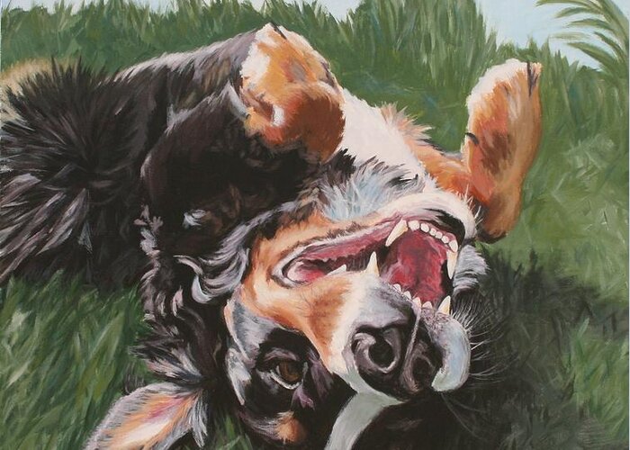 Bernese Mountain Dog Greeting Card featuring the painting Scout by Wendy Whiteside