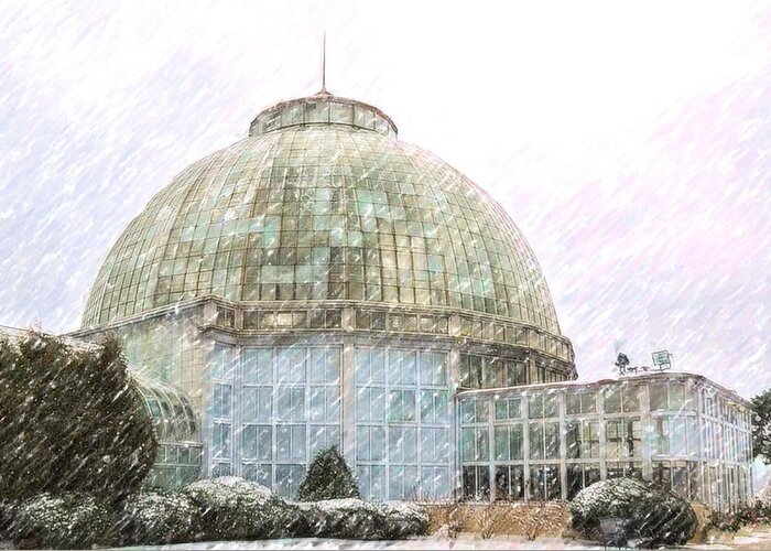 Belle Isle Greeting Card featuring the photograph Scripps Whitcomb Conservatory by Winnie Chrzanowski