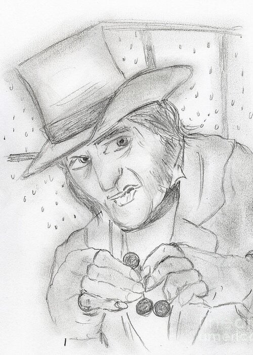 Scrooge Greeting Card featuring the drawing Scrooge by Sonya Chalmers