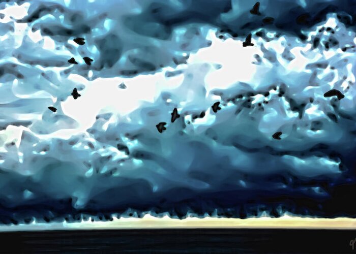 Sea Birds Greeting Card featuring the photograph Sea Birds and Storm Clouds by Gina O'Brien