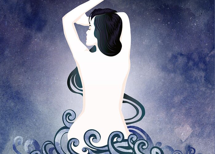 Mermaid Greeting Card featuring the digital art Sea Born by Stevyn Llewellyn