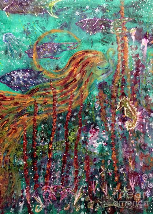 Mermaid Greeting Card featuring the painting Sea Dreams by Julie Engelhardt