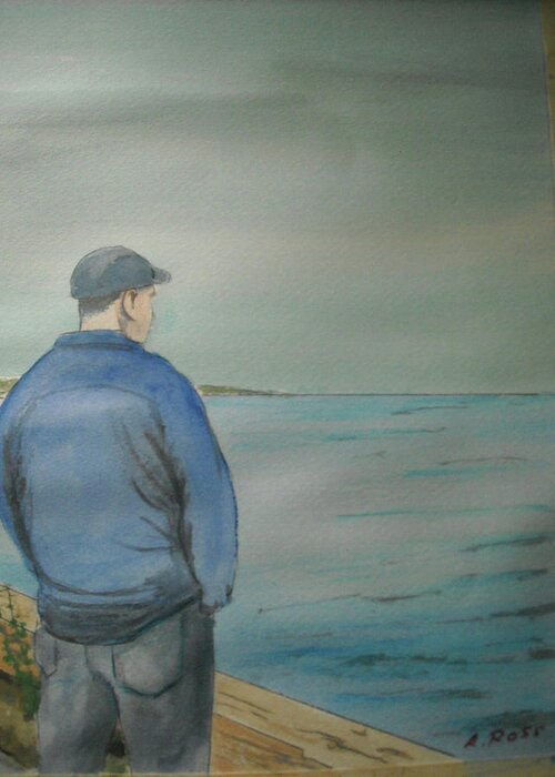 Sea Scape Greeting Card featuring the painting Sea Gaze by Anthony Ross