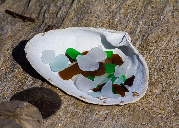 Sea Glass Greeting Card featuring the photograph Sea Glass Treasure by Kirkodd Photography Of New England