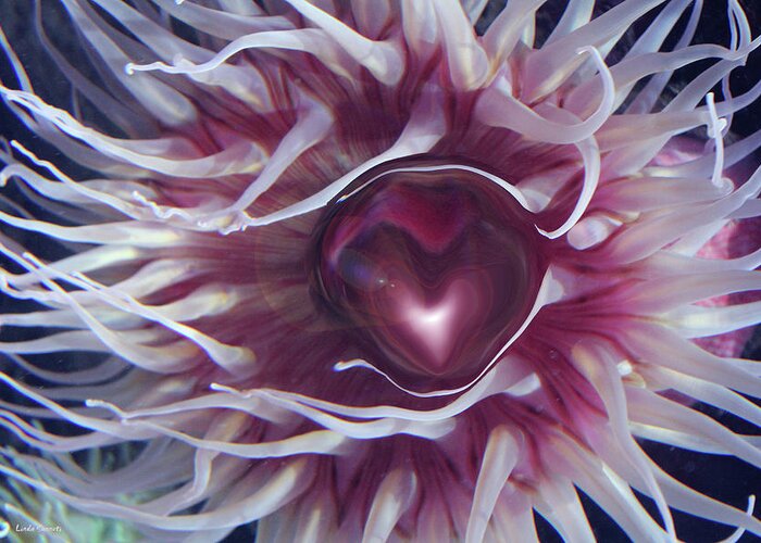 Sea Heart Greeting Card featuring the digital art Sea Heart by Linda Sannuti