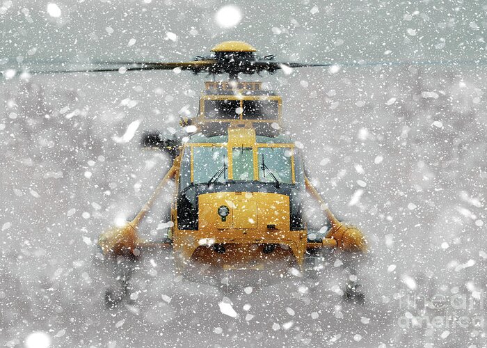 Sikorsky Greeting Card featuring the digital art Sea King Snow by Airpower Art