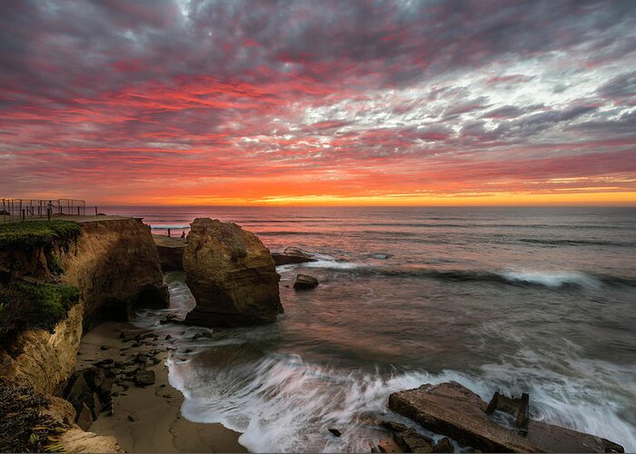 Landscape Greeting Card featuring the photograph Sea Stack Sunset by Scott Cunningham