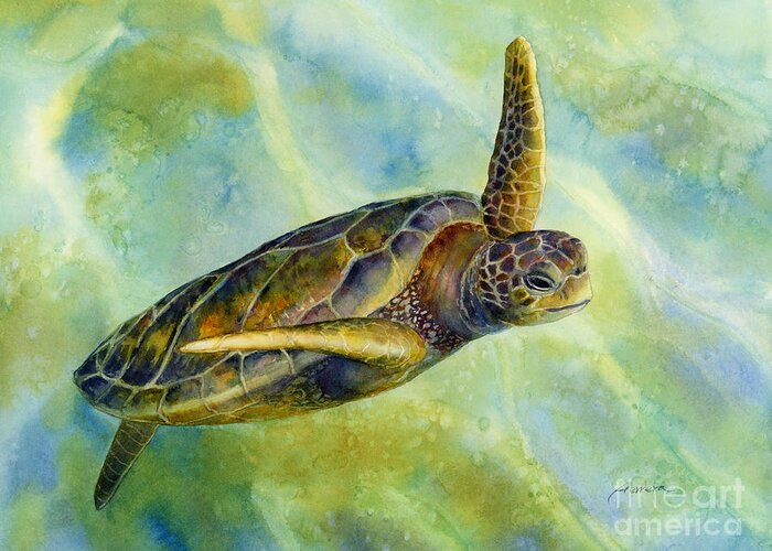 Underwater Greeting Card featuring the painting Sea Turtle 2 by Hailey E Herrera