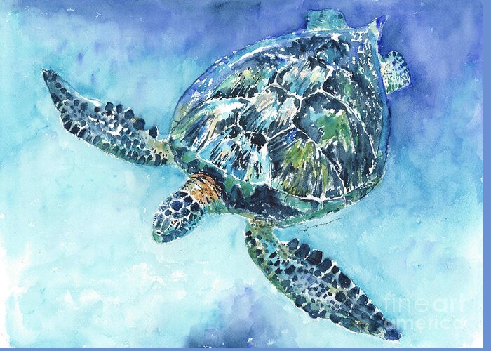 Sea Turtle Greeting Card featuring the painting Sea Turtle #21 by Claudia Hafner