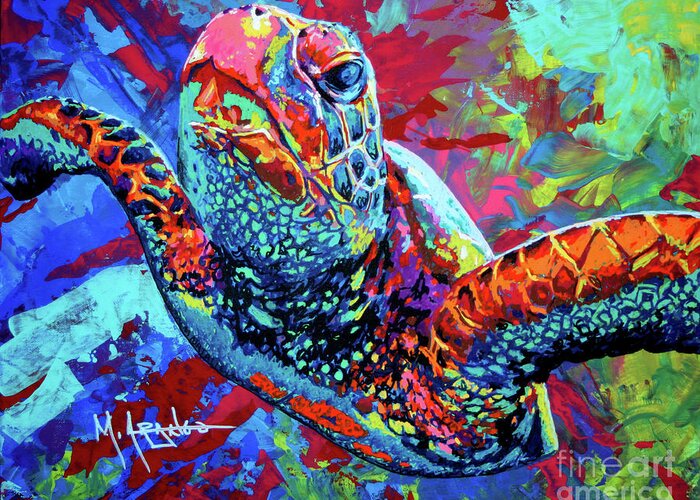 Sea Turtle Greeting Card featuring the painting Sea Turtle by Maria Arango