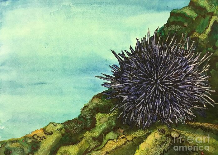  Sea Greeting Card featuring the mixed media Sea Urchin  by Mastiff Studios