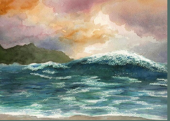 Sea Greeting Card featuring the painting Sea View 264 by Lucie Dumas