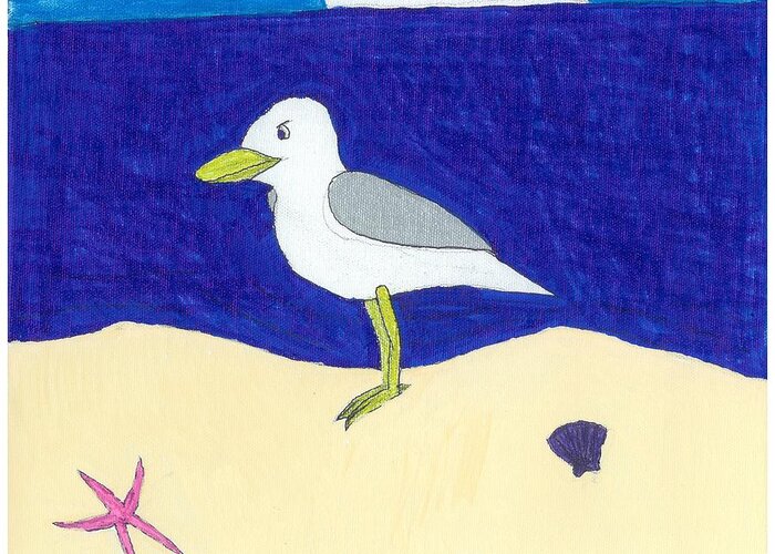 Seagull Greeting Card featuring the painting Seagull by Jayson Halberstadt