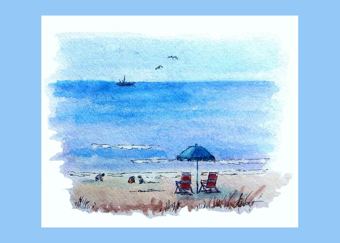 Beach Greeting Card featuring the painting Seagulls by Adele Bower