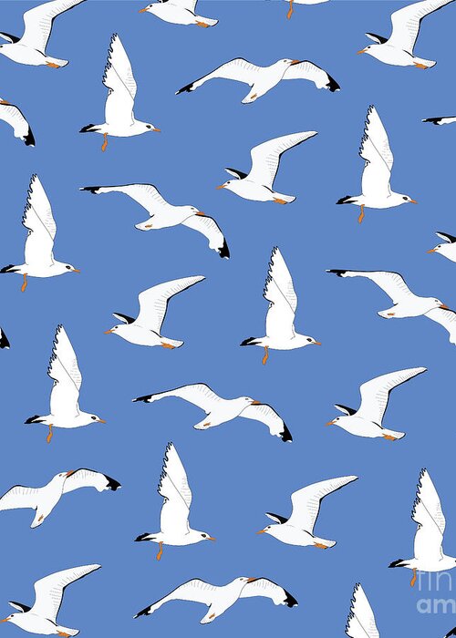 Seagulls Greeting Card featuring the digital art Seagulls Gathering at the Cricket by Elizabeth Tuck