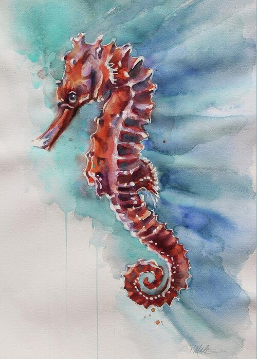 Beach Greeting Card featuring the painting Seahorse 2 by Tracy Male