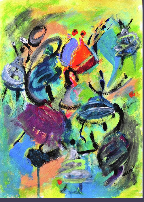 Halehabstract Greeting Card featuring the painting There is beauty in chaos by Haleh Mahbod