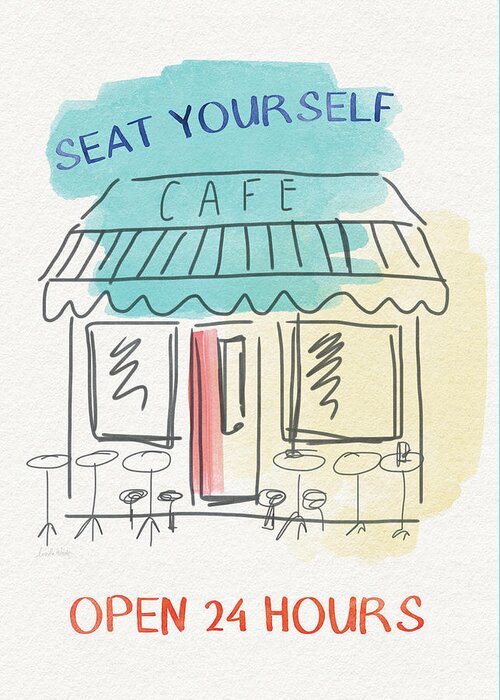Cafe Greeting Card featuring the painting Seat Yourself Cafe- Art by Linda Woods by Linda Woods