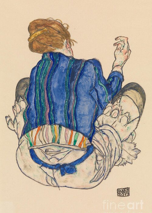 Seated Woman Greeting Card featuring the painting Seated Woman, Back View, 1917 by Egon Schiele