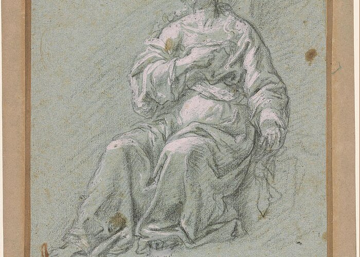 Sebastiano Conca 1680-1764 Seated Woman Greeting Card featuring the painting Seated Woman by MotionAge Designs