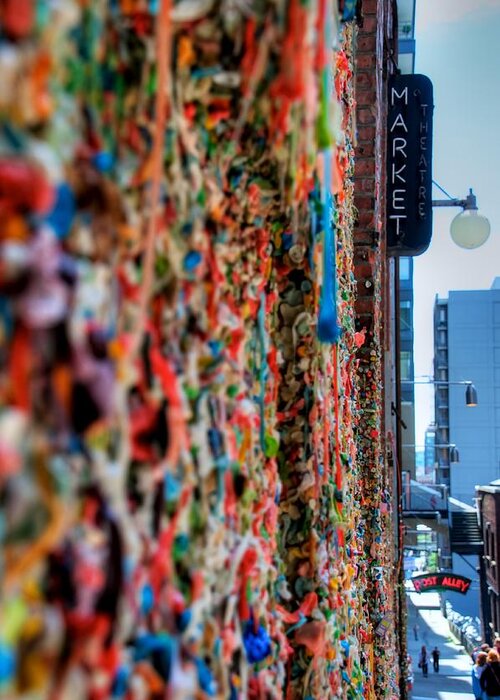 Seattle Greeting Card featuring the photograph Seattle Gum Wall by Spencer McDonald