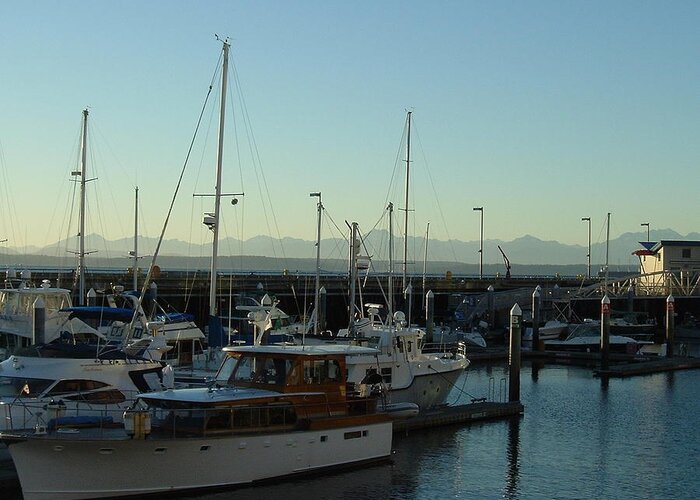 Landscape Greeting Card featuring the photograph Seattle Marina by Mark Hill