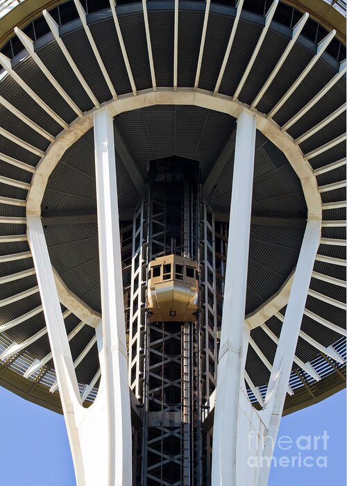 Seattle Greeting Card featuring the photograph Seattle Space Needle Elevator by Chris Dutton