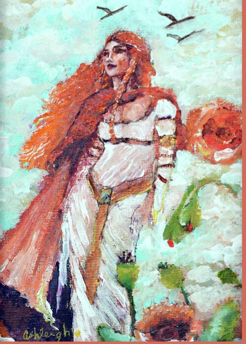 Second Chakra Angel Greeting Card featuring the painting Second Chakra Angel Persistence Clarity Change by Ashleigh Dyan Bayer