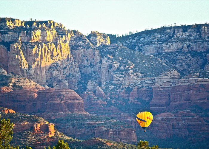 Hot Air Balloons Greeting Card featuring the photograph Sedona Morning by Diana Hatcher