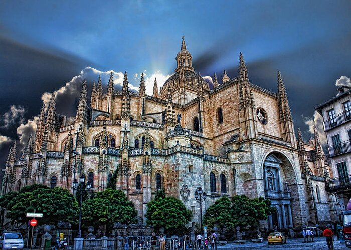 Hdr Photography Greeting Card featuring the photograph Segovia Cathedral by Angel Jesus De la Fuente