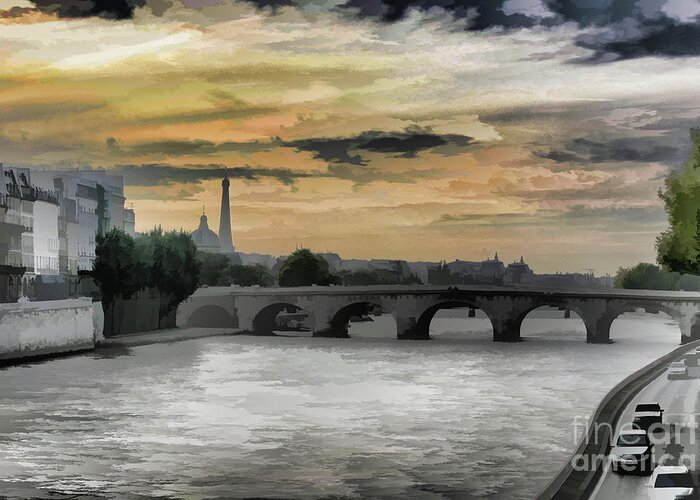 The Louvre Greeting Card featuring the photograph Seine Rivver Bridge Latin Quarters Paris by Chuck Kuhn