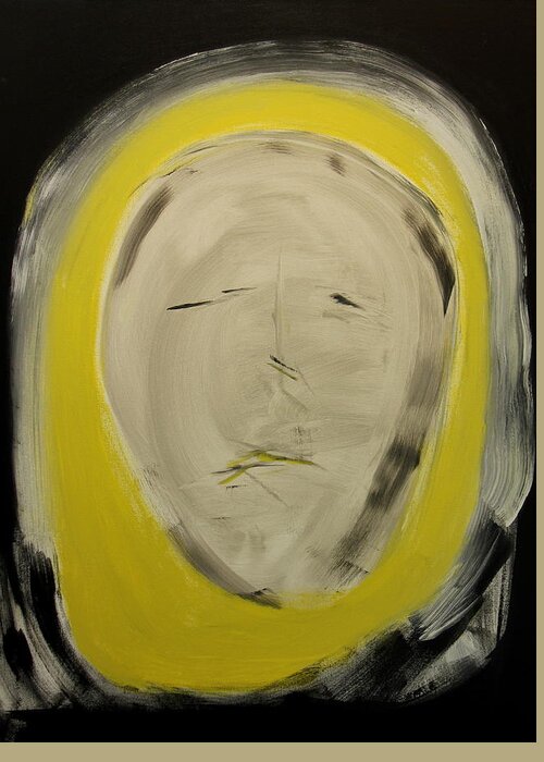 Abstract Greeting Card featuring the painting Self Portrait of a Lost Soul by Peter Bethanis