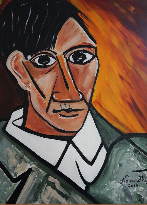 Picasso Greeting Card featuring the painting Self Portrait Of Picasso by Nora Shepley