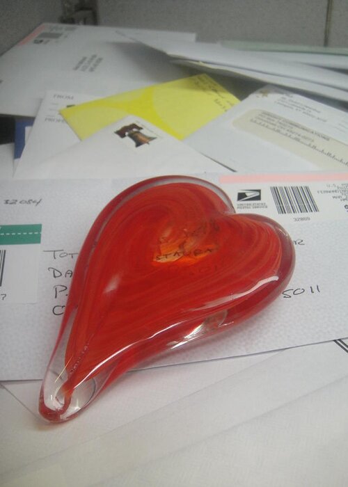 Glass Heart Greeting Card featuring the photograph Sending you my heart through the mail by WaLdEmAr BoRrErO