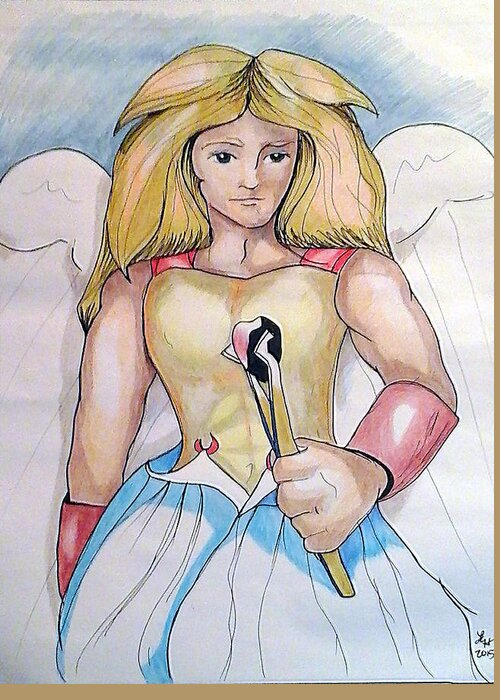 Angel Greeting Card featuring the drawing Seraphim by Loretta Nash