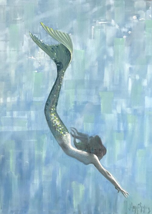 Mermaid Greeting Card featuring the painting Serenity by Maggii Sarfaty
