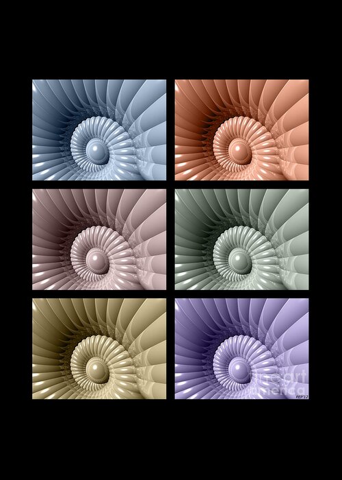 Graphic Design Greeting Card featuring the digital art Series of Sea Shells by Phil Perkins