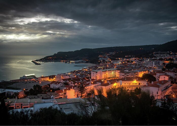 Portugal Greeting Card featuring the photograph Sesimbra Overview by Carlos Caetano
