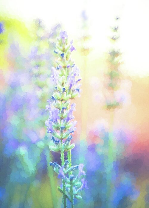 Lavender Greeting Card featuring the digital art Seurat Lavender by Terry Davis