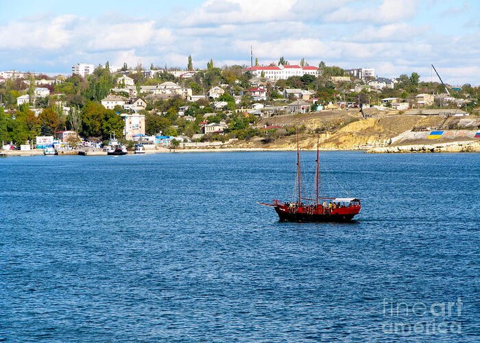 2 Masted Boat Greeting Card featuring the photograph Sevastapol. Ukraine by Phyllis Kaltenbach