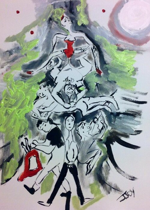 Sins Greeting Card featuring the painting Seven deadly sins not just at Christmas by Judith Desrosiers